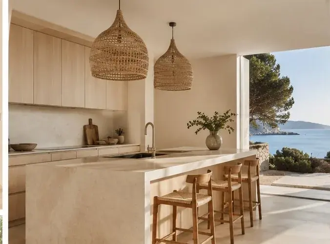 Sol de cuisine en carrelage clair